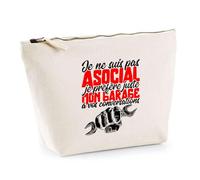Trousse Je Préfère Mon Garage | Pochette Toilette Maquillage | Idée Cadeau Garagiste Humour Mécanique Voiture Drôle Original Garage