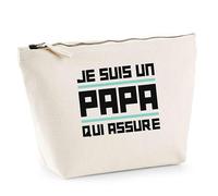 Trousse Je suis Un Papa Qui Assure 8 | Pouch | Idée Trousse Toilette Maquillage Cadeau Anniversaire Fête Original Famille Travail Départ Collègue Retraite