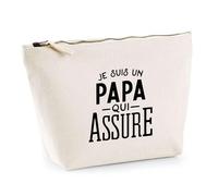 Trousse Je suis Un Papa Qui Assure | Pochette Toilette Maquillage | Idée Cadeau Père Humour Original Noël Anniversaire Fête des Pères Famille Amour Naissance Retraite