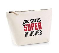 Trousse Je suis Un Super Boucher | Pouch | Idée Pochette Toilette Maquillage Transport Cadeau Anniversaire Fête Original Famille Travail Départ Collègue Retraite