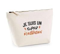Trousse Je suis Un Super électricien | Pouch | Idée Pochette Toilette Maquillage Transport Cadeau Anniversaire Fête Original Famille Travail Départ Collègue Retraite