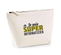 Trousse Je suis Un Super informaticien | Pouch | Idée Pochette Toilette Maquillage Transport Cadeau Anniversaire Fête Original Famille Travail Départ Collègue Retraite