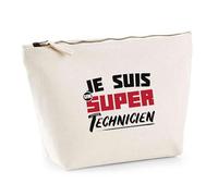 Trousse Je suis Un Super Technicien | Pouch | Idée Pochette Toilette Maquillage Transport Cadeau Anniversaire Fête Original Famille Travail Départ Collègue Retraite