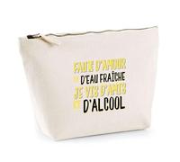 Trousse Je Vis d'amis et d'alcool | Pochette Toilette Maquillage | Idée Cadeau Alcool Humour Original Drôle Apéro Anniversaire Fête Soirée Unique
