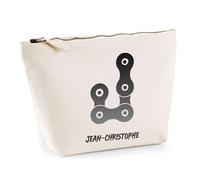 Trousse Jean-Christophe Lettre Chaine Mécanique | Pochette Toilette Maquillage | Idée Cadeau Prénom Motard Biker Mob Anniversaire Oncle Parrain Beau Papa Collègue Départ Retraite Noël