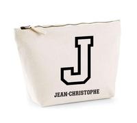 Trousse Jean-Christophe Lettre Sport | Pochette Toilette Maquillage | Idée Cadeau Prénom Style Basket Université Anniversaire Oncle Parrain Beau Papa Collègue Départ Retraite Noël