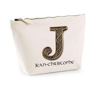 Trousse Jean-Christophe Lettre Viking | Pochette Toilette Maquillage | Idée Cadeau Prénom Motard Jeux de Rôle Vidéo Anniversaire Oncle Parrain Beau Papa Collègue Départ Retraite Noël