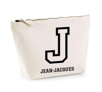 Trousse Jean-Jacques Lettre Sport | Pochette Toilette Maquillage | Idée Cadeau Prénom Style Basket Université Anniversaire Oncle Parrain Beau Papa Collègue Départ Retraite Noël