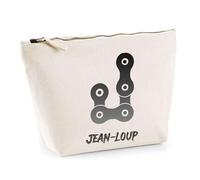 Trousse Jean-Loup Lettre Chaine Mécanique | Pochette Toilette Maquillage | Idée Cadeau Prénom Motard Biker Mob Anniversaire Oncle Parrain Beau Papa Collègue Départ Retraite Noël