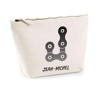 Trousse Jean-Michel Lettre Chaine Mécanique | Pochette Toilette Maquillage | Idée Cadeau Prénom Motard Biker Mob Anniversaire Oncle Parrain Beau Papa Collègue Départ Retraite Noël