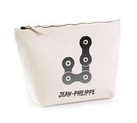 Trousse Jean-Philippe Lettre Chaine Mécanique | Pochette Toilette Maquillage | Idée Cadeau Prénom Motard Biker Mob Anniversaire Oncle Parrain Beau Papa Collègue Départ Retraite Noël