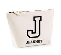 Trousse Jeannot Lettre Sport | Pochette Toilette Maquillage | Idée Cadeau Prénom Style Basket Université Anniversaire Oncle Parrain Beau Papa Collègue Départ Retraite Noël
