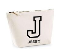 Trousse Jessy Lettre Sport | Pochette Toilette Maquillage | Idée Cadeau Prénom Style Basket Université Anniversaire Oncle Parrain Beau Papa Collègue Départ Retraite Noël