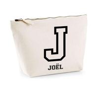 Trousse Joël Lettre Sport | Pochette Toilette Maquillage | Idée Cadeau Prénom Style Basket Université Anniversaire Oncle Parrain Beau Papa Collègue Départ Retraite Noël