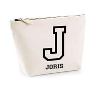 Trousse Joris Lettre Sport | Pochette Toilette Maquillage | Idée Cadeau Prénom Style Basket Université Anniversaire Oncle Parrain Beau Papa Collègue Départ Retraite Noël