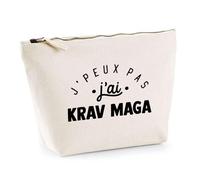 Trousse J'peux Pas J'Ai Krav Maga | Pochette Toilette Maquillage | Idée Cadeau Défense Combat Sport Humour Original Anniversaire