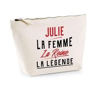 Trousse Julie la Femme la Reine la Légende | Pochette Toilette Maquillage | Idée Cadeau Petite Amie Copine Maman Amour Humour Noël Anniversaire Fête des Mères