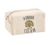 Trousse La Généalogie C'est La Vie | Trousse Scolaire Voyage Maquillage Multifonction | Idée Cadeau Homme Femme Anniversaire Noël | Coton Imprimé en Bretagne