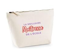 Trousse La Meilleure Maitresse de Lecole - Pouch Case - Idée Trousse Rangement Cadeau Anniversaire Fête Original Famille Travail Départ Collègue Retraite Noël. - Violet&Rouge - 2