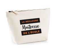 Trousse La Meilleure Maitresse de Lecole - Pouch Case - Idée Trousse Rangement Cadeau Anniversaire Fête Original Famille Travail Départ Collègue Retraite Noël. - Noir&Orange - 4