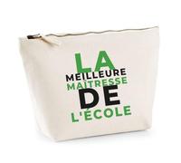 Trousse La Meilleure Maitresse de Lecole - Pouch Case - Idée Trousse Rangement Cadeau Anniversaire Fête Original Famille Travail Départ Collègue Retraite Noël. - Vert&Noir - 1