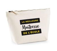 Trousse La Meilleure Maitresse de Lecole - Pouch Case - Idée Trousse Rangement Cadeau Anniversaire Fête Original Famille Travail Départ Collègue Retraite Noël. - Noir&Jaune - 4