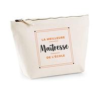 Trousse La Meilleure Maitresse de Lecole - Pouch Case - Idée Trousse Rangement Cadeau Anniversaire Fête Original Famille Travail Départ Collègue Retraite Noël. - Orange&Noir - 3