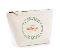 Trousse La Meilleure Maitresse de Lecole - Pouch Case - Idée Trousse Rangement Cadeau Anniversaire Fête Original Famille Travail Départ Collègue Retraite Noël. - Vert&Orange - 5