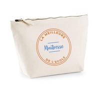 Trousse La Meilleure Maitresse de Lecole - Pouch Case - Idée Trousse Rangement Cadeau Anniversaire Fête Original Famille Travail Départ Collègue Retraite Noël. - Orange&Bleu - 5
