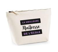 Trousse La Meilleure Maitresse de Lecole - Pouch Case - Idée Trousse Rangement Cadeau Anniversaire Fête Original Famille Travail Départ Collègue Retraite Noël. - Noir&Violet - 4