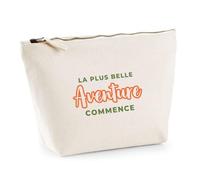 Trousse La Plus Belle Aventure Commence - Pouch Case - Idée Trousse Rangement Cadeau Anniversaire Fête Original Famille Travail Départ Collègue Retraite Noël. - Kaki&Orange - 2