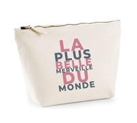 Trousse La Plus Belle Merveille du Monde - Pouch Case - Idée Trousse Rangement Cadeau Anniversaire Fête Original Famille Travail Départ Collègue Retraite Noël. - Rose&Gris - 1