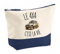 Trousse Le 4x4 C'est La Vie | Grand Format Trousse de Toilette Vanity Maquillage | Idée Cadeau Femme Homme Anniversaire Noël | Coton Imprimé en Bretagne