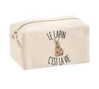 Trousse Le Lapin C'est La Vie | Trousse Scolaire Voyage Maquillage Multifonction | Idée Cadeau Homme Femme Anniversaire Noël | Coton Imprimé en Bretagne
