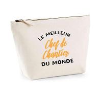 Trousse Le Meilleur Chef de Chantier du Monde | Pouch | Idée Pochette Toilette Maquillage Transport Cadeau Anniversaire Fête Original Famille Travail Départ Collègue Retraite
