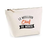 Trousse Le Meilleur Chef du Monde | Pouch | Idée Pochette Toilette Maquillage Transport Cadeau Anniversaire Fête Original Famille Travail Départ Collègue Retraite