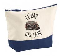 Trousse Le Rap C'est La Vie | Grand Format Trousse de Toilette Vanity Maquillage | Idée Cadeau Femme Homme Anniversaire Noël | Coton Imprimé en Bretagne
