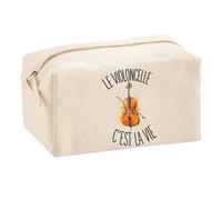 Trousse Le Violoncelle C'est La Vie | Trousse Scolaire Voyage Maquillage Multifonction | Idée Cadeau Homme Femme Anniversaire Noël | Coton Imprimé en Bretagne