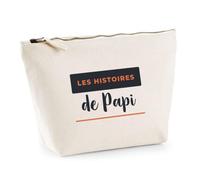 Trousse Les Histoires de Papi - Pouch Case - Idée Trousse Rangement Cadeau Anniversaire Fête Original Famille Travail Départ Collègue Retraite Noël. - Bleu&Terracotta - 4