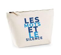 Trousse Les Mots et Le Silence - Pouch Case - Idée Trousse Rangement Cadeau Anniversaire Fête Original Famille Travail Départ Collègue Retraite Noël. - Bleu&Turquoise - 1