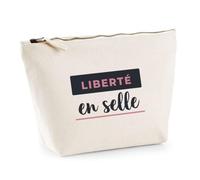 Trousse Liberte en Selle - Pouch Case - Idée Trousse Rangement Cadeau Anniversaire Fête Original Famille Travail Départ Collègue Retraite Noël. - Bleu&Rose - 4