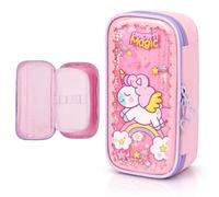 Trousse Licornes, Licorne Magique, Rose Trousse à Crayons avec 3 Couches