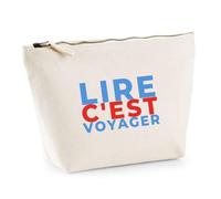Trousse Lire Cest Voyager - Pouch Case - Idée Trousse Rangement Cadeau Anniversaire Fête Original Famille Travail Départ Collègue Retraite Noël. - Bleu&Rouge - 1
