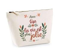 Trousse Lisa la Vie est Plus Jolie | Pochette Maquillage Make-up Toilette Cadeau Fête des Mères Anniversaire Soeur Noël Tata Marraine
