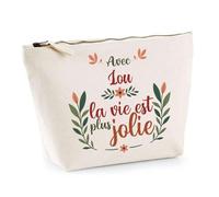 Trousse Lou la Vie est Plus Jolie | Pochette Maquillage Make-up Toilette Cadeau Fête des Mères Anniversaire Soeur Noël Tata Marraine