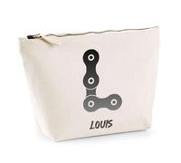 Trousse Louis Lettre Chaine Mécanique | Pochette Toilette Maquillage | Idée Cadeau Prénom Motard Biker Mob Anniversaire Oncle Parrain Beau Papa Collègue Départ Retraite Noël