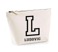 Trousse Ludovic Lettre Sport | Pochette Toilette Maquillage | Idée Cadeau Prénom Style Basket Université Anniversaire Oncle Parrain Beau Papa Collègue Départ Retraite Noël