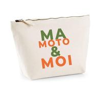 Trousse Ma Moto Moi - Pouch Case - Idée Trousse Rangement Cadeau Anniversaire Fête Original Famille Travail Départ Collègue Retraite Noël. - Kaki&Orange - 1