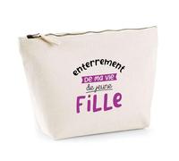 Trousse Ma Vie de Jeune Fille | Pochette Toilette Maquillage | Idée Cadeau EVJF Humour Original Enterrement de Vie de Jeune Fille Marie Mariage Drôle Unique