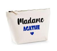 Trousse Madame Agathe - Pouch - Idée Trousse Toilette Maquillage Cadeau Anniversaire Fête Original Famille Travail Départ Collègue Retraite (Bleu)